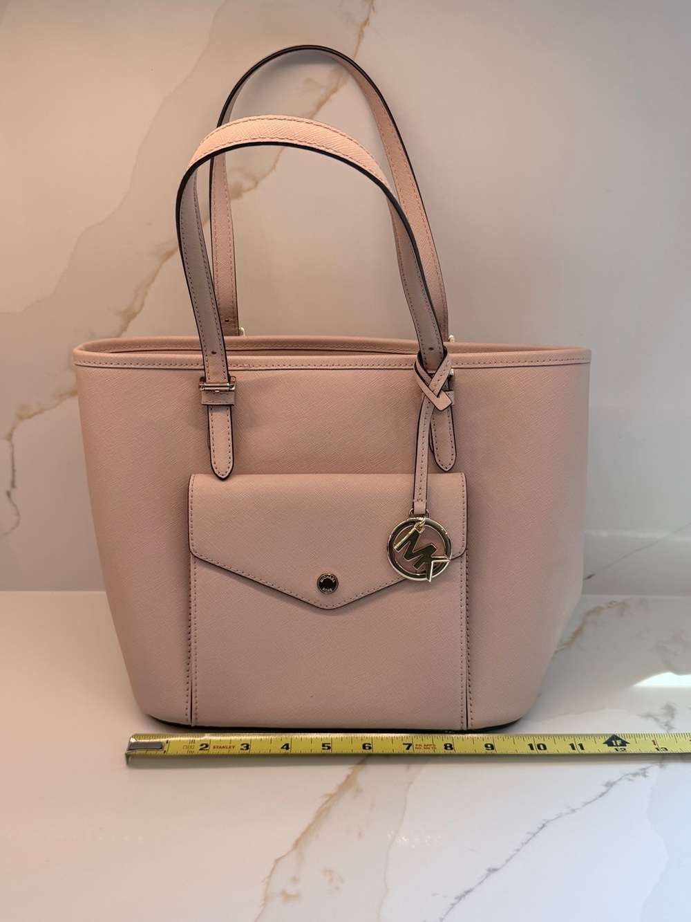 Michael Kors Jet Set Medium Saffiano Leather Snap Pocket Tote Bag